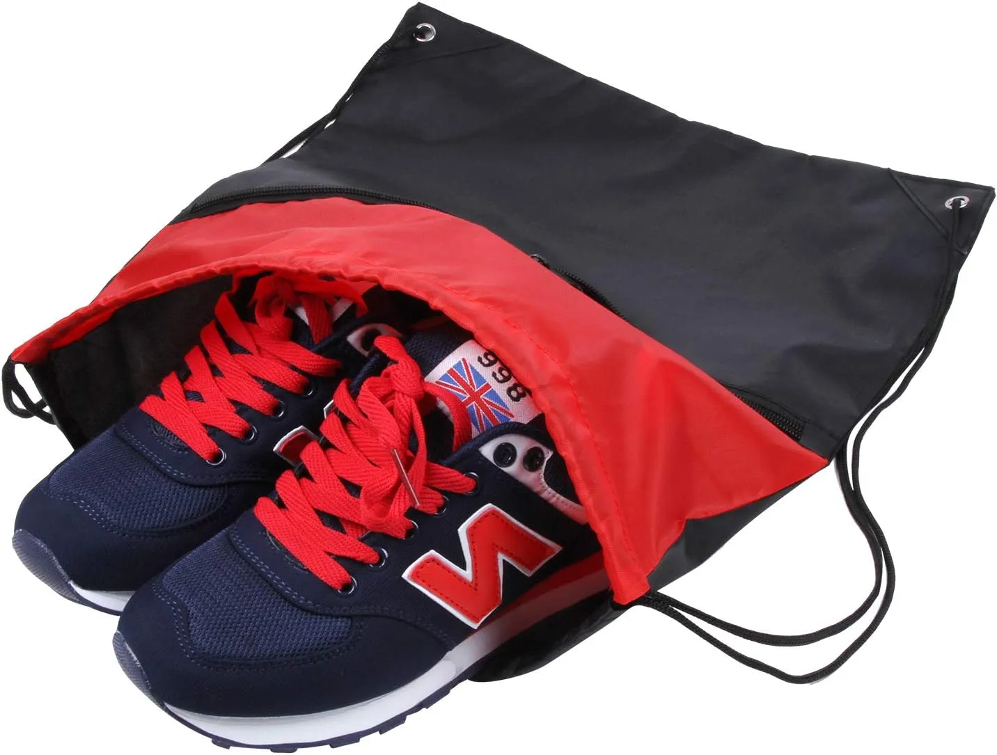 ICObuty Sports Gym Bag Sack Cheerleading Cheerleader Drawstring Backpack 6 Pack Men Women 210D Polyester (White/Navy Blue)