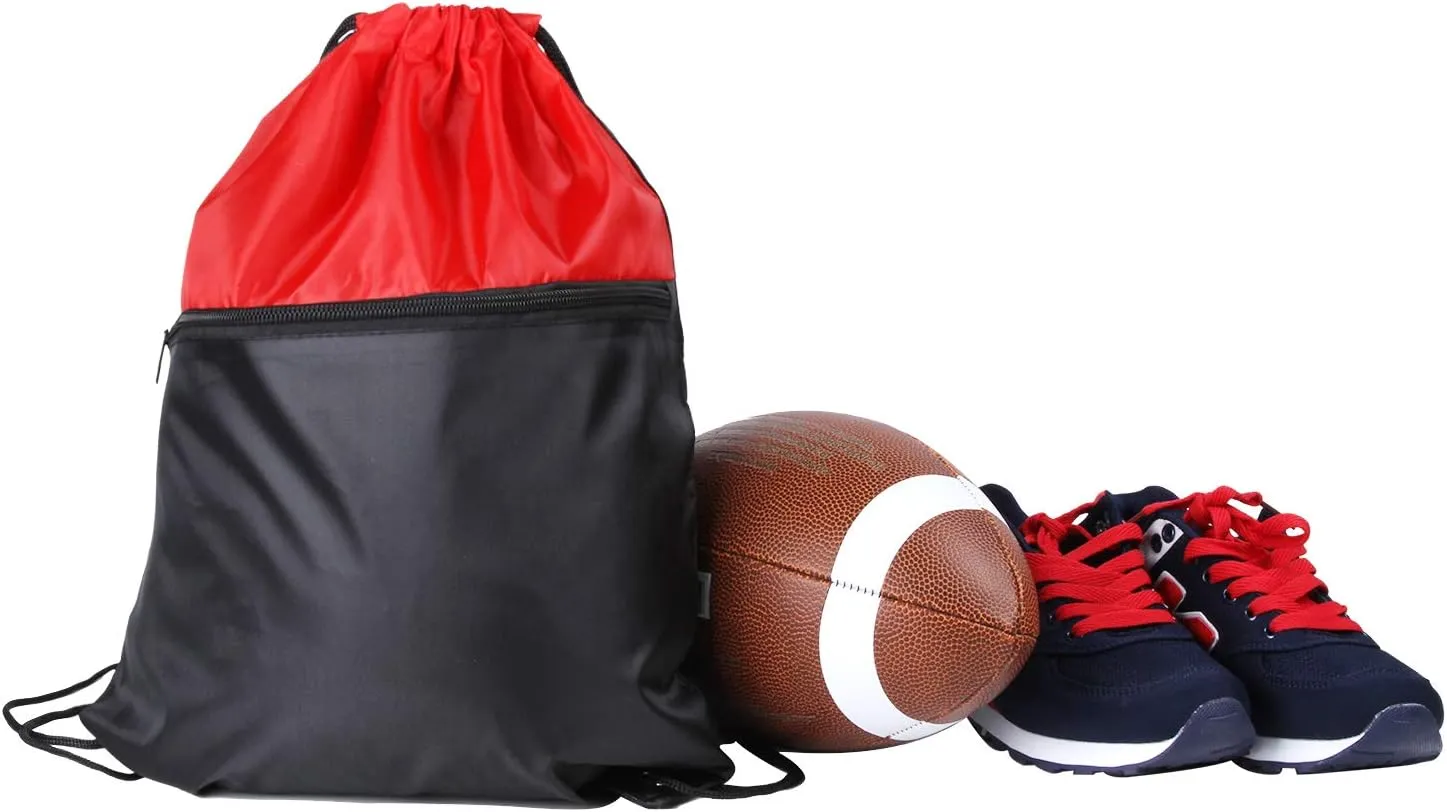 ICObuty Sports Gym Bag Sack Cheerleading Cheerleader Drawstring Backpack 6 Pack Men Women 210D Polyester (White/Navy Blue)