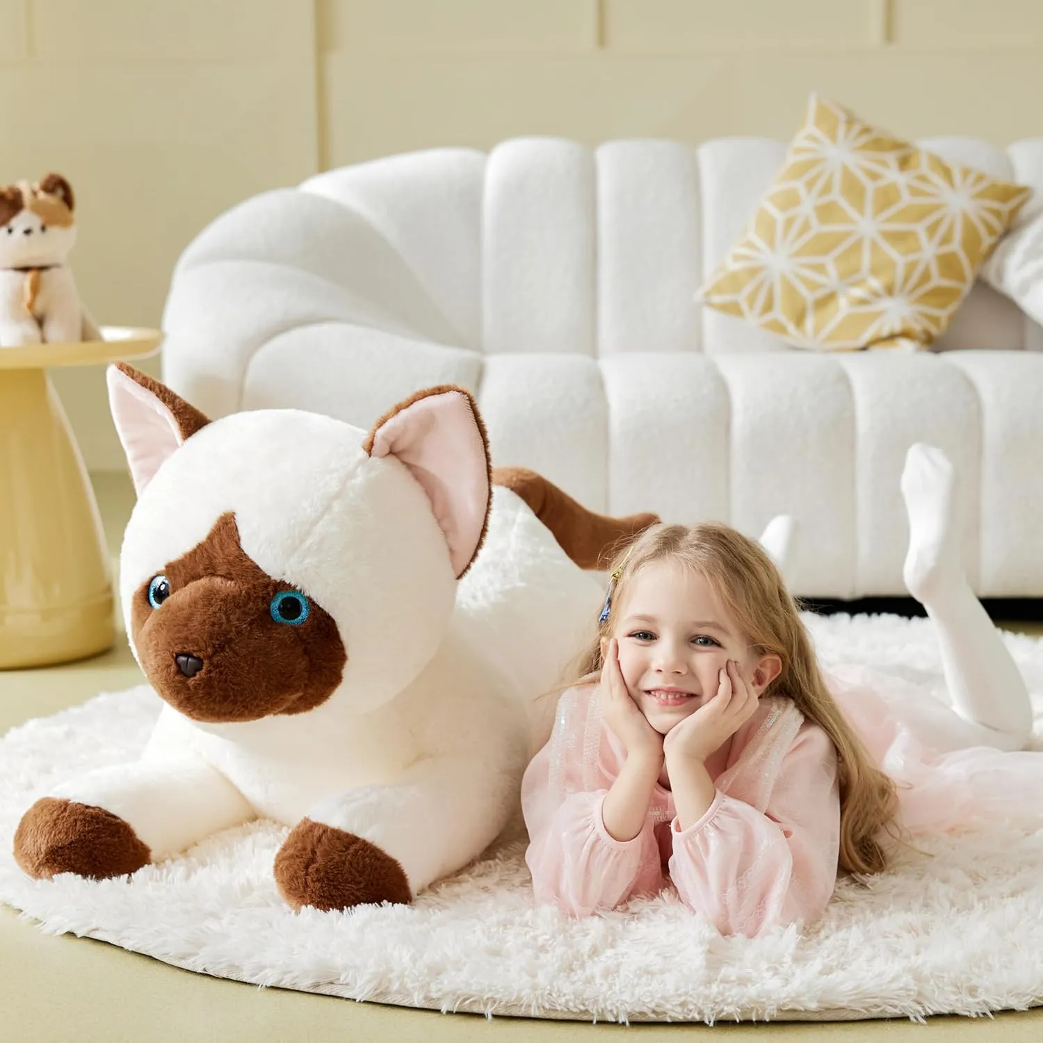 IKASA Giant Siamese Cat Stuffed Animal Plush Toy,Big Large Jumbo Soft Toys,30" Cute Huge Size Fluffy Plushy Fat Oversized Plushie,Gifts for Kids