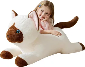 IKASA Giant Siamese Cat Stuffed Animal Plush Toy,Big Large Jumbo Soft Toys,30" Cute Huge Size Fluffy Plushy Fat Oversized Plushie,Gifts for Kids