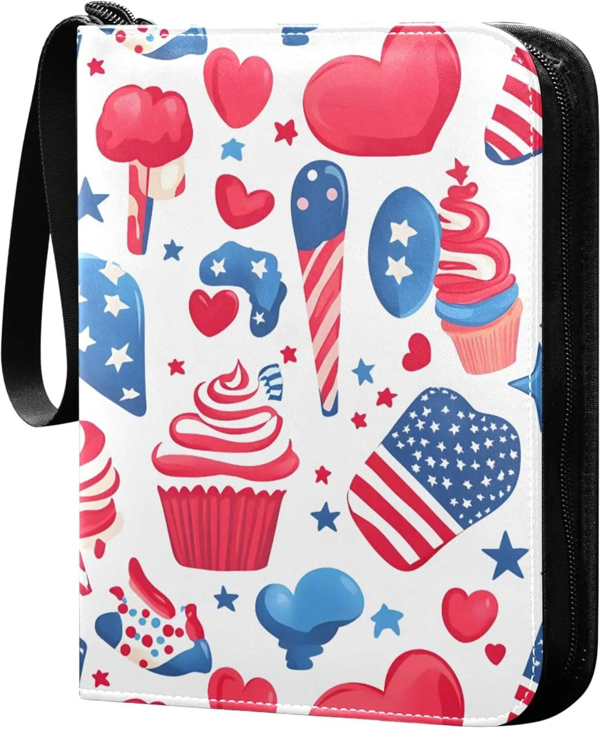 Independence Day Food Card Binder 4 Pocket Collectible Trading Card Albums with 50 Sleeves Double Side PU Waterproof 3 Ring for Sports & Game Cards