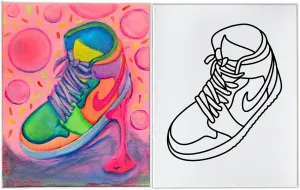 INDIGO ART STUDIO 8" by 10" Pre Drawn Canvas Air Jordan Sneakers Shoe Painting Art Activity Kids & Adult Sip and Paint Party Favor Party Suplies Holiday Gift Birthday Party Party suply