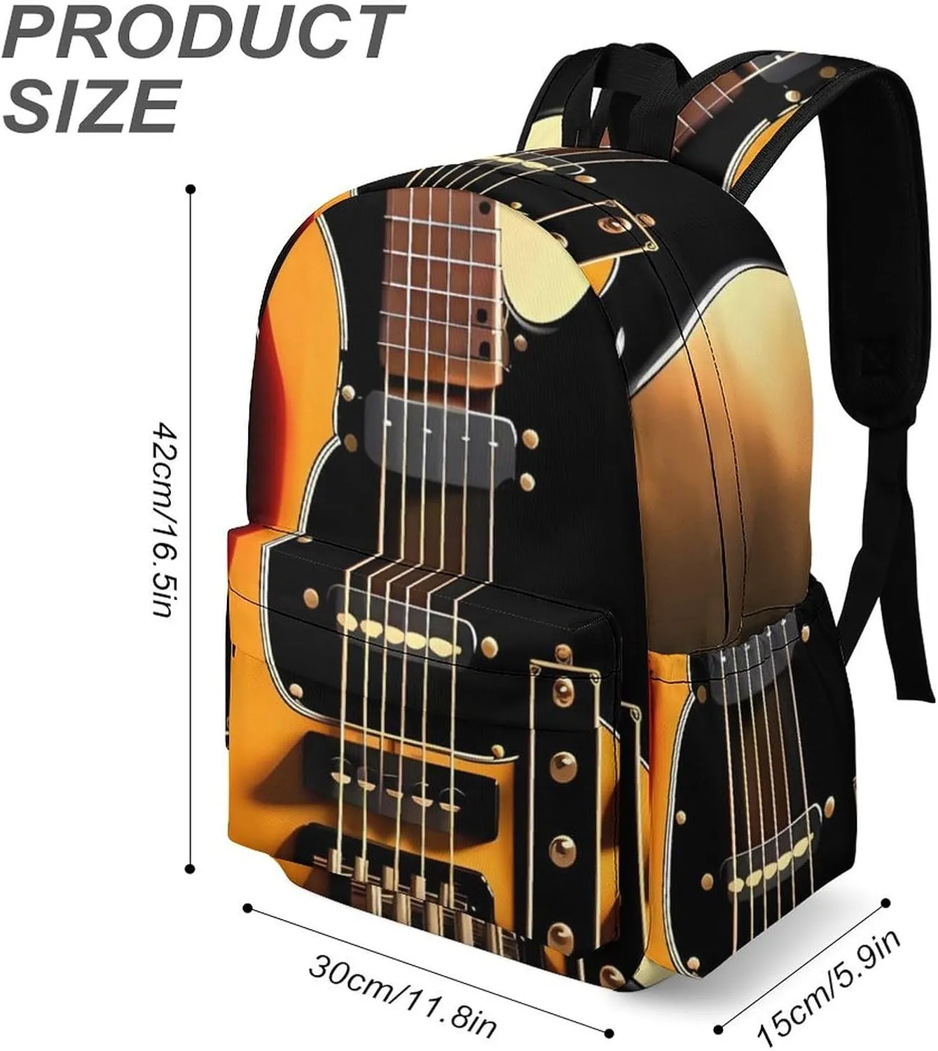 Instrumental Guitar Print Laptop Backpacks Casual Shoulder Bag Travel Daypack Fashion for Men Women