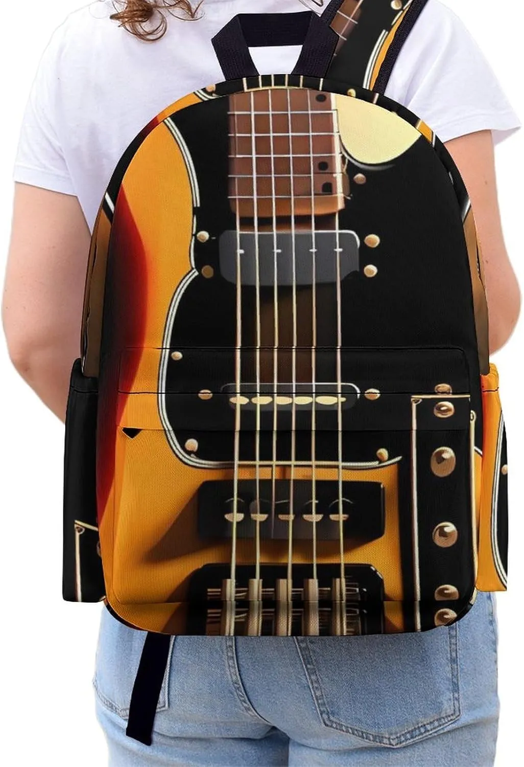 Instrumental Guitar Print Laptop Backpacks Casual Shoulder Bag Travel Daypack Fashion for Men Women