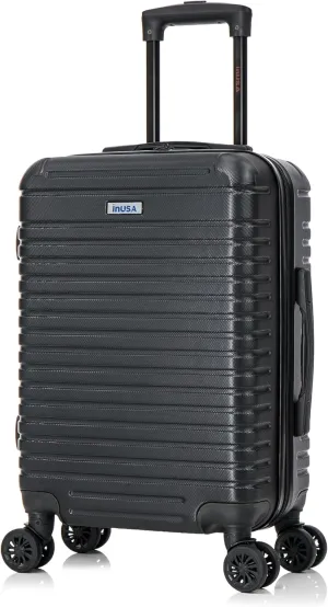 InUSA DEEP Luggage with GEL Handle | Spacious Traveling Suitcases, Travel Suitcase with Dual Spinner Wheels and Studs | 20 Inch Carry On Hardside Luggage | Black
