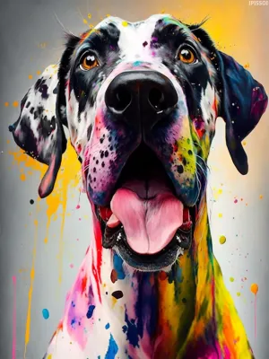 IPISSOI Diamond Painting Kits for Adult, DIY 5D Dog Diamond Art Kits, Colorful Animals Full Drill Round Crystal Great Dane with Tongue Out Diamond Dots Art Crafts for Home Wall Decor 12x16 inch