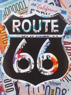 IPISSOI DIY 5D Full Drill Diamond Painting Kits for Adults Kids, Crystal Rhinestone Diamond Embroidery Paintings Arts Craft Home Wall Decor (Route 66, 12x16 Inch)