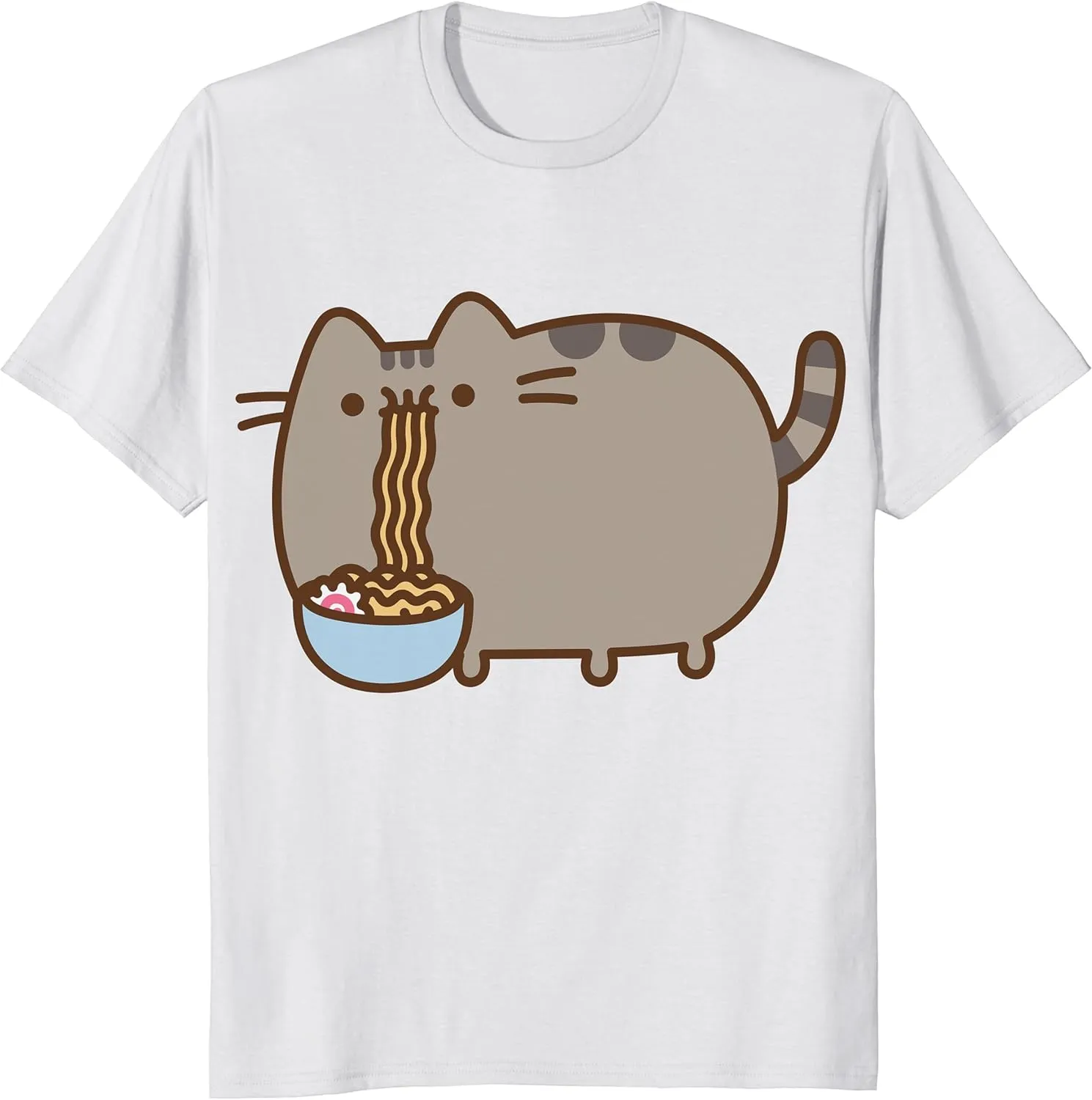 Isaac Morris Limited Pusheen Cat Eating Ramen Men’s and Women’s Short Sleeve T-Shirt