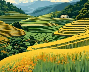 Japan Collection PD (20) - Oyama Rice Terrace, Kamogawa - Van-Go Paint-by-Number Kit 50x65cm DIY Frame