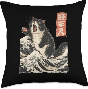 Japanese Cat Lover Harajuku Anime Style Cat Throw Pillow