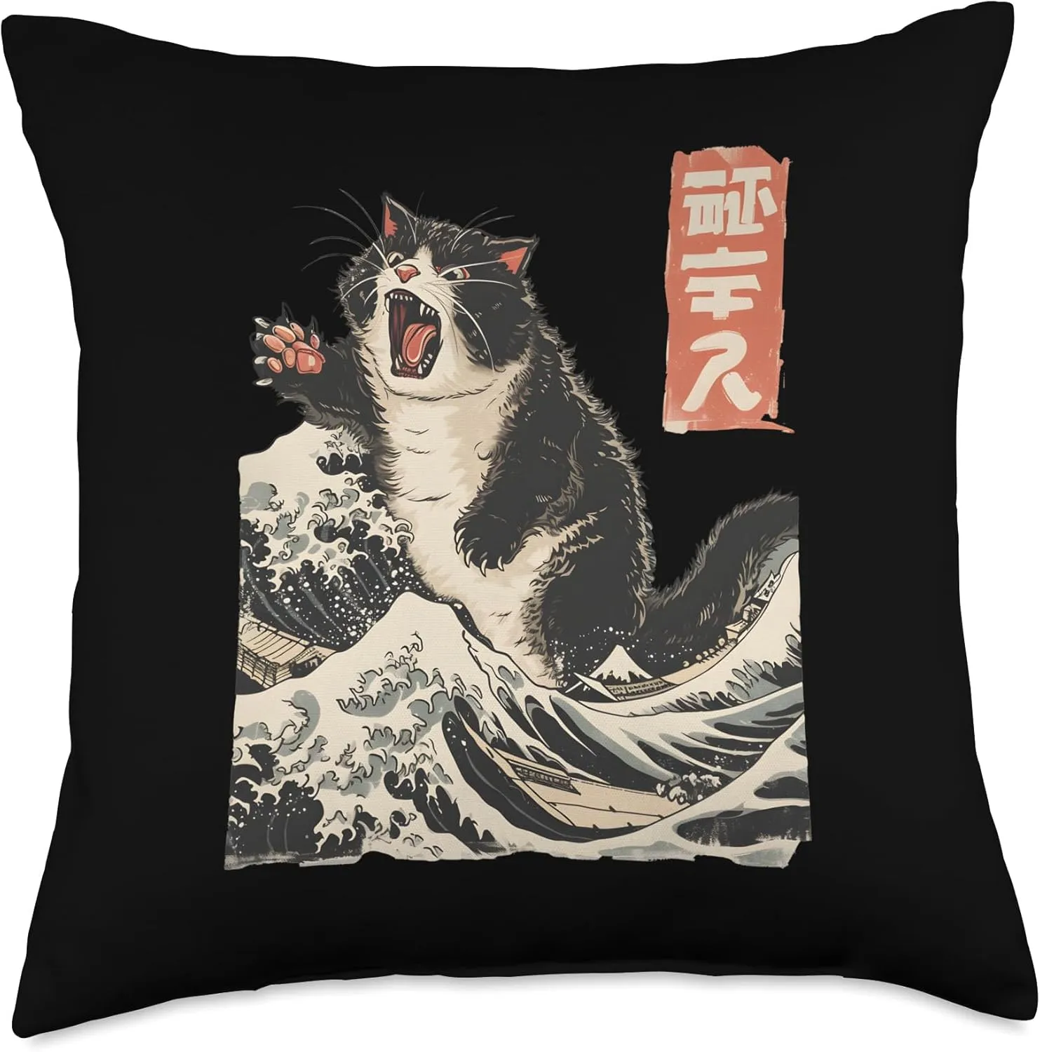 Japanese Cat Lover Harajuku Anime Style Cat Throw Pillow