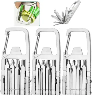 Jawbreaker Mini Tool, 12-in-1 Mini Multi-function Tool, Jawbreaker Mini Tool Self-defense, Jawbreaker Mini Multi-function Tool with Bottle Opener Phone Holder Screwdriver Carabiner (3PCS)
