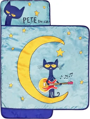 Jay Franco Pete The Cat Night Music Nap Mat - Built-in Pillow and Blanket - Super Soft Microfiber Kids'/Toddler/Children's Bedding, Ages 3-5