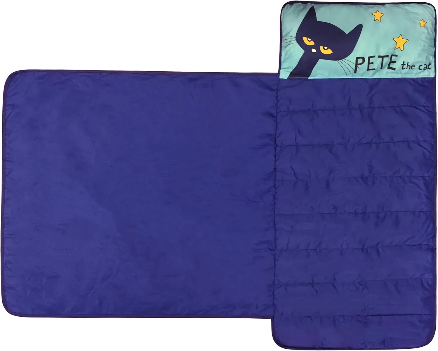 Jay Franco Pete The Cat Night Music Nap Mat - Built-in Pillow and Blanket - Super Soft Microfiber Kids'/Toddler/Children's Bedding, Ages 3-5