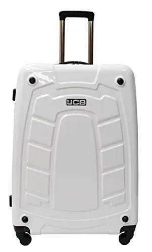 JCB - Loadall Hard Shell Suitcase, 28" - Large - Built-in TSA Suitcase Locks, 360 Degree Spinner Wheels - Made with ABS Polycarbonate Hard Shell - Flight Case - Luggage Bags for Travel - White