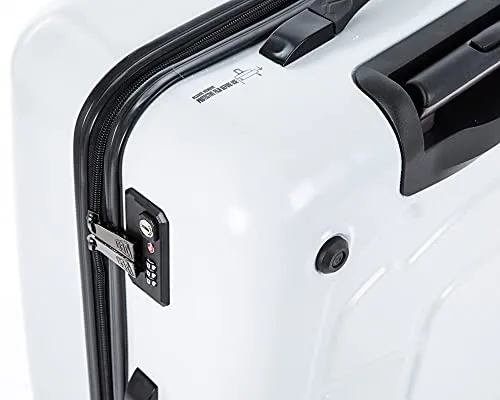 JCB - Loadall Hard Shell Suitcase, 28" - Large - Built-in TSA Suitcase Locks, 360 Degree Spinner Wheels - Made with ABS Polycarbonate Hard Shell - Flight Case - Luggage Bags for Travel - White