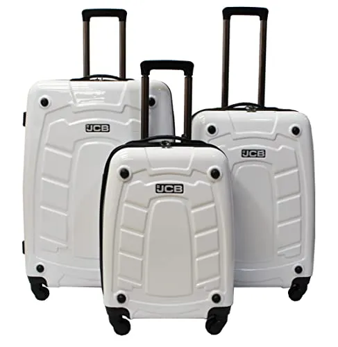 JCB - Loadall Hard Shell Suitcase, 28" - Large - Built-in TSA Suitcase Locks, 360 Degree Spinner Wheels - Made with ABS Polycarbonate Hard Shell - Flight Case - Luggage Bags for Travel - White