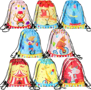Jetec 32 Pack Circus Gift Bags Circus Drawstring Bags Circus Party Favors Circus Party Drawstring Backpack for Birthday Party Supplies