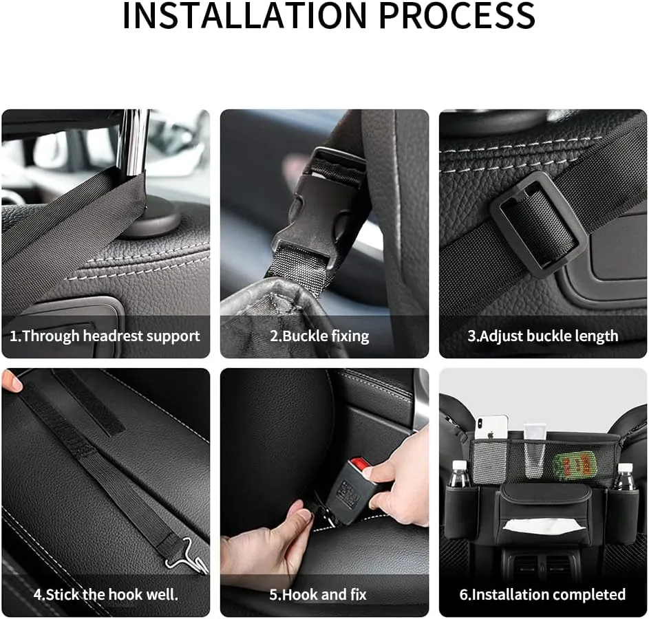 JEYODA Car Handbag Holder Between Seats Suede Large Capacity Car Purse Holder Automotive Consoles & Organizers for Document Phone Storage Car Organizer (1925-style 2 brown)