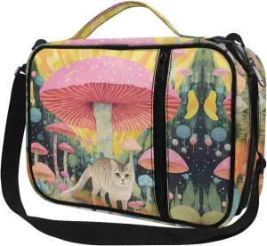 Jiquruby Cat Mushroom Bible Covers for Women - Protective Bible Case with Handle, Zippered Pocket and Adjustable Shoulder Strap - Kids & Teens Tote Bag