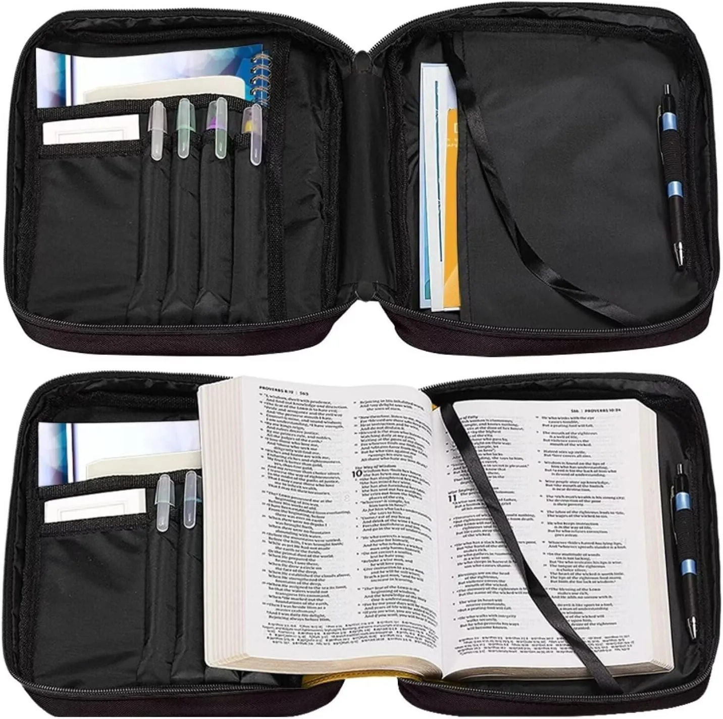 Jiquruby Cross Print Bible Covers for Women with Shoulder Strap Large Bible Bag with Handle Carrying Book Case Girls Bible Case Teens Bible Tote Bag Zipper Bible Cover
