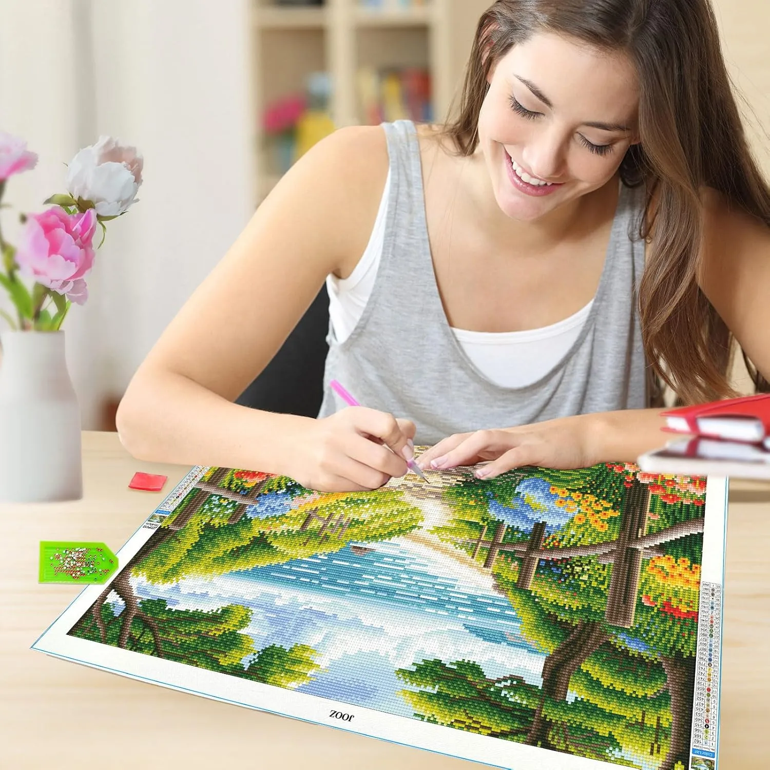 JOOZ Large Diamond Art Kits for Adults - 5D Landscape Beach Diamond Painting Kits for Adults, DIY Full Drill Beach Diamond Art Painting Kits, Gem Art Kits for Home Wall Decor 27.5x15.7 Inch