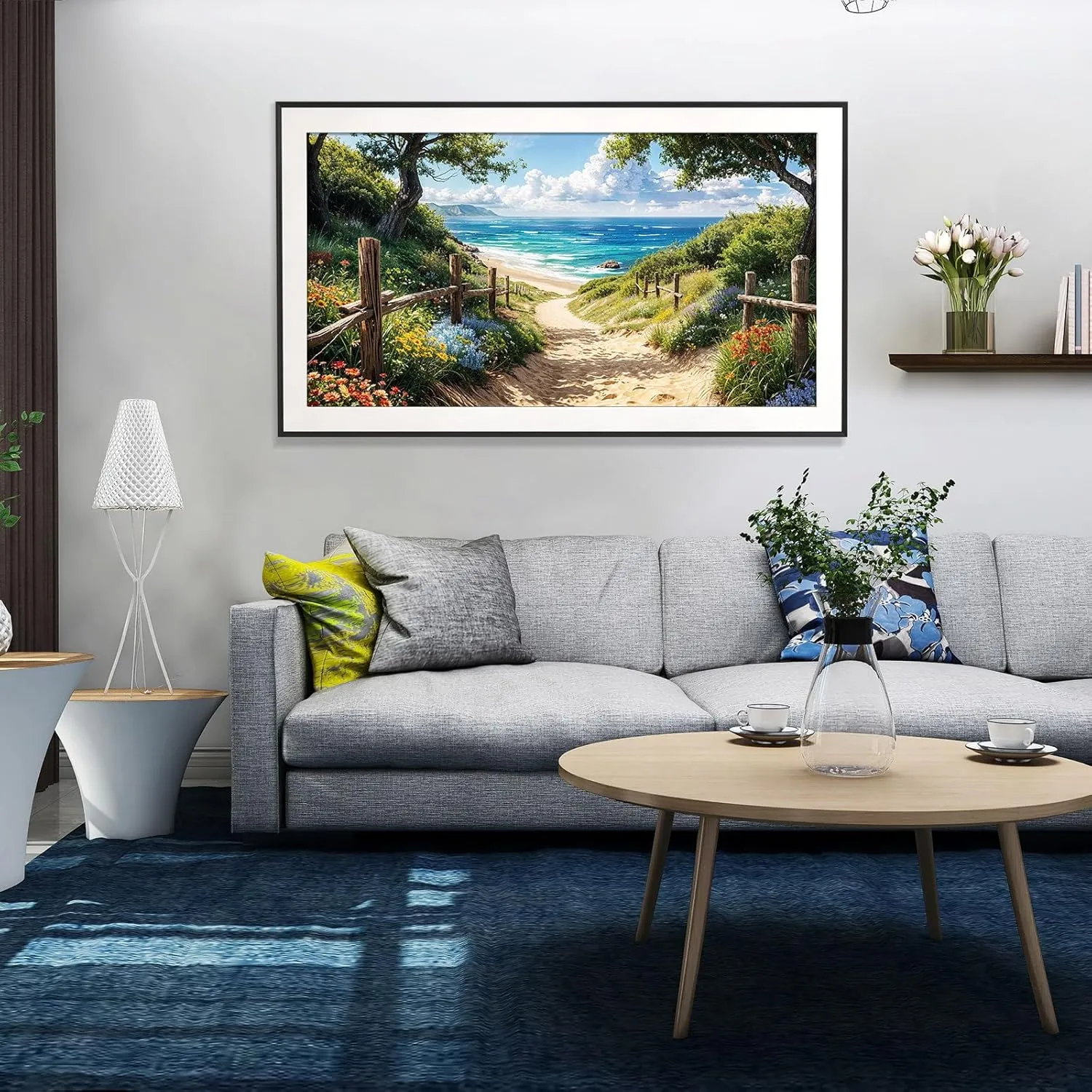 JOOZ Large Diamond Art Kits for Adults - 5D Landscape Beach Diamond Painting Kits for Adults, DIY Full Drill Beach Diamond Art Painting Kits, Gem Art Kits for Home Wall Decor 27.5x15.7 Inch