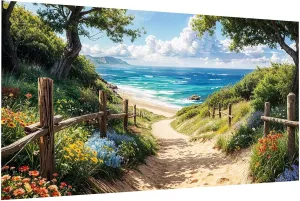JOOZ Large Diamond Art Kits for Adults - 5D Landscape Beach Diamond Painting Kits for Adults, DIY Full Drill Beach Diamond Art Painting Kits, Gem Art Kits for Home Wall Decor 27.5x15.7 Inch