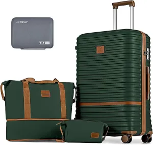 Joyway 28 Inch Luggage with Spinner Wheels, Lightweight Hard Shell Large suitcase, 3 Piece Luggage Sets with TSA Lock, Green