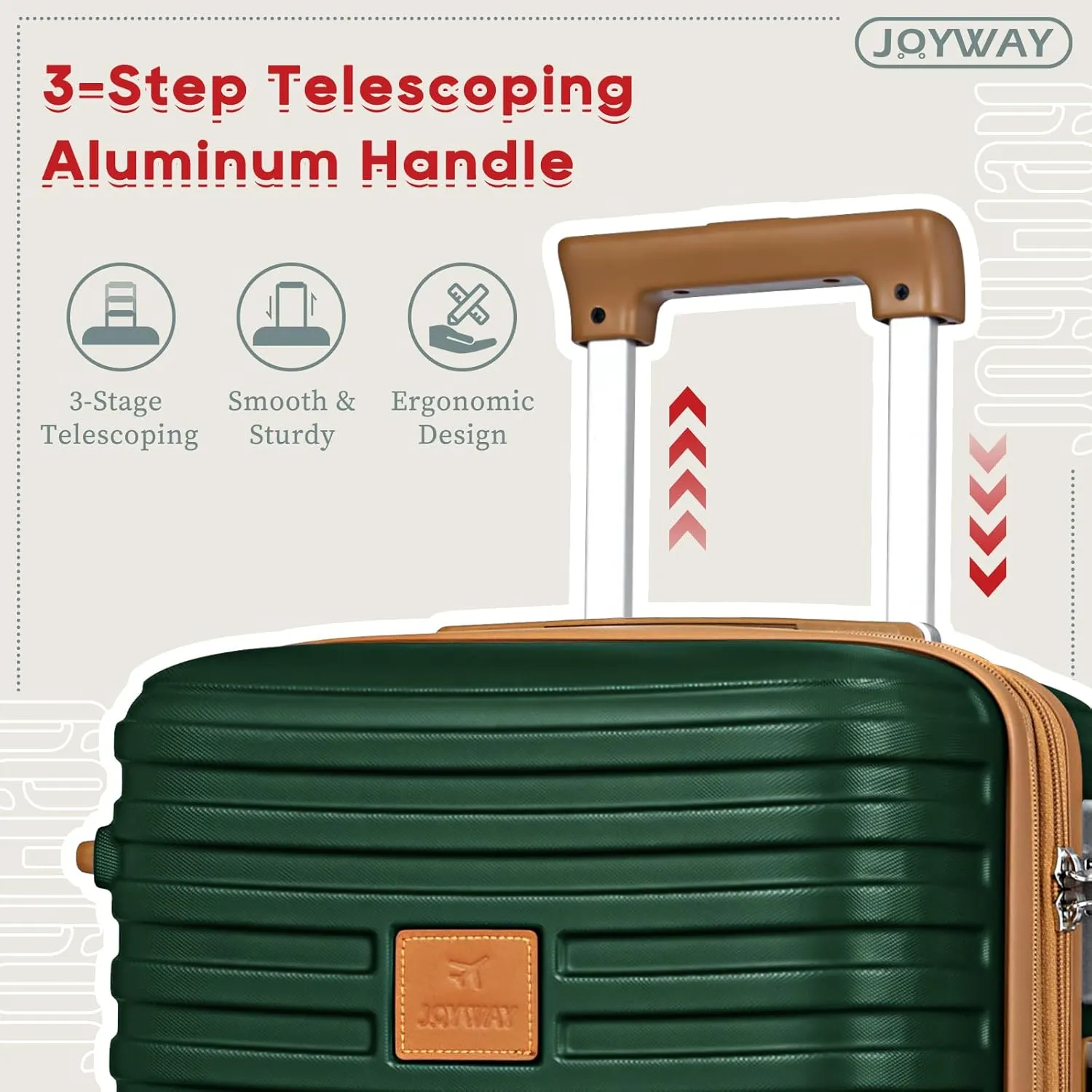 Joyway 28 Inch Luggage with Spinner Wheels, Lightweight Hard Shell Large suitcase, 3 Piece Luggage Sets with TSA Lock, Green