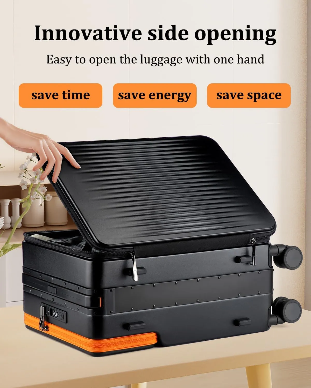 Joyway Carry on Luggage Airline Approved with Charging Port, Lightweight Hardside 20 Inch Carry-on Suitcase with TSA Lock and Spinner Wheels, Black