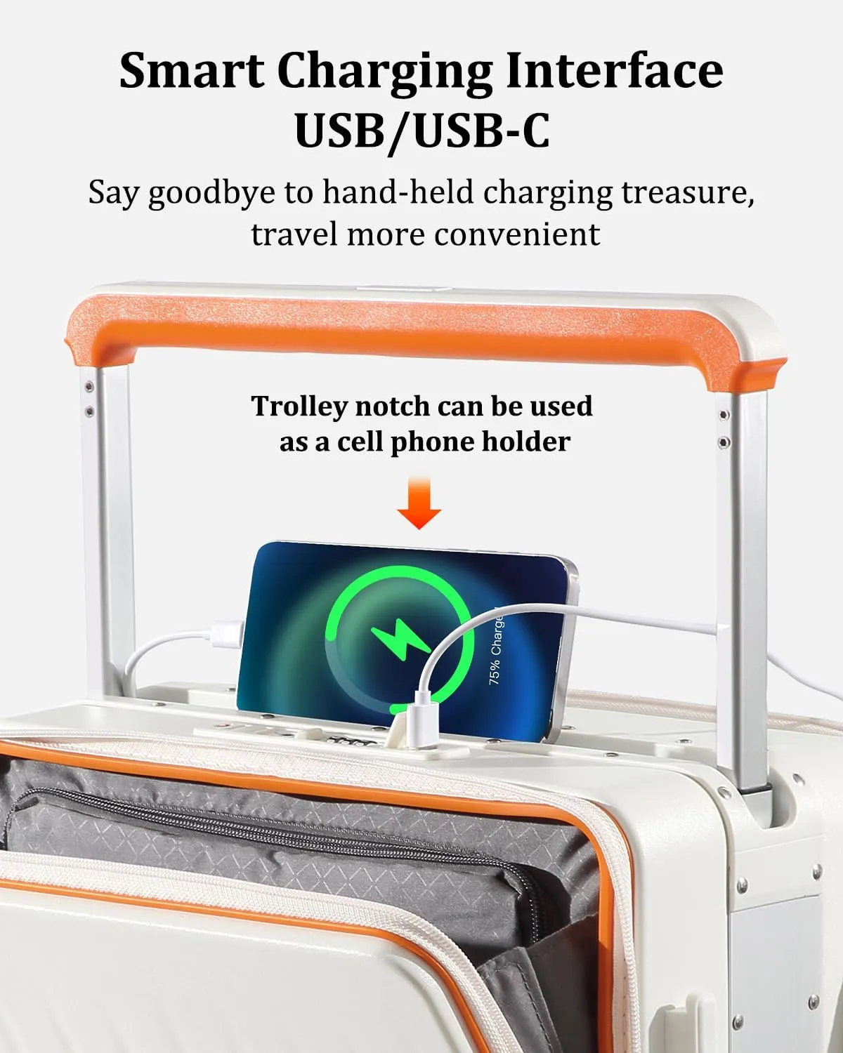 Joyway Carry on Luggage Airline Approved with Charging Port, Lightweight Hardside 20 Inch Carry-on Suitcase with TSA Lock and Spinner Wheels, White