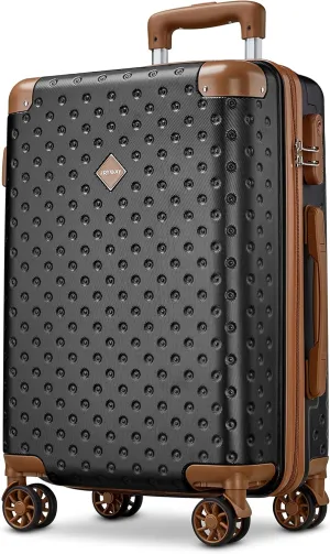 Joyway Luggage 20 Inch Carry On Luggage, Hard Shell Travel Carry On Suitcase Airline Approved,Lightweight Suitcases with Spinner Wheels(20-Inch, Black Brown)