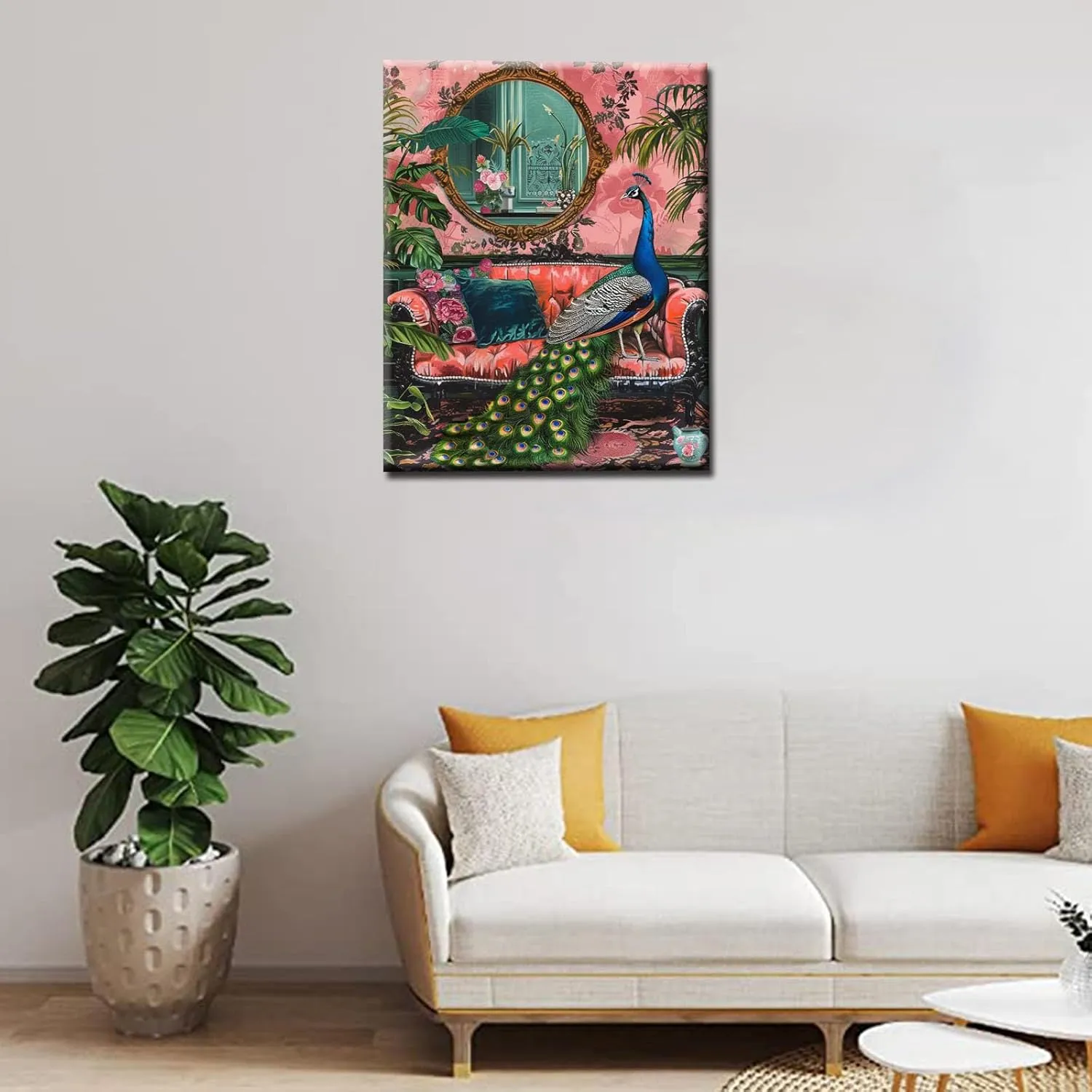 Jungle Wildlife Animals Paint by Numbers Kits Children,Bohemia Paint by Numbers Blossom Flowers Paint by Numbers Kits on Canvas for Home Wall Decor DIY Framed 16x20 Inch