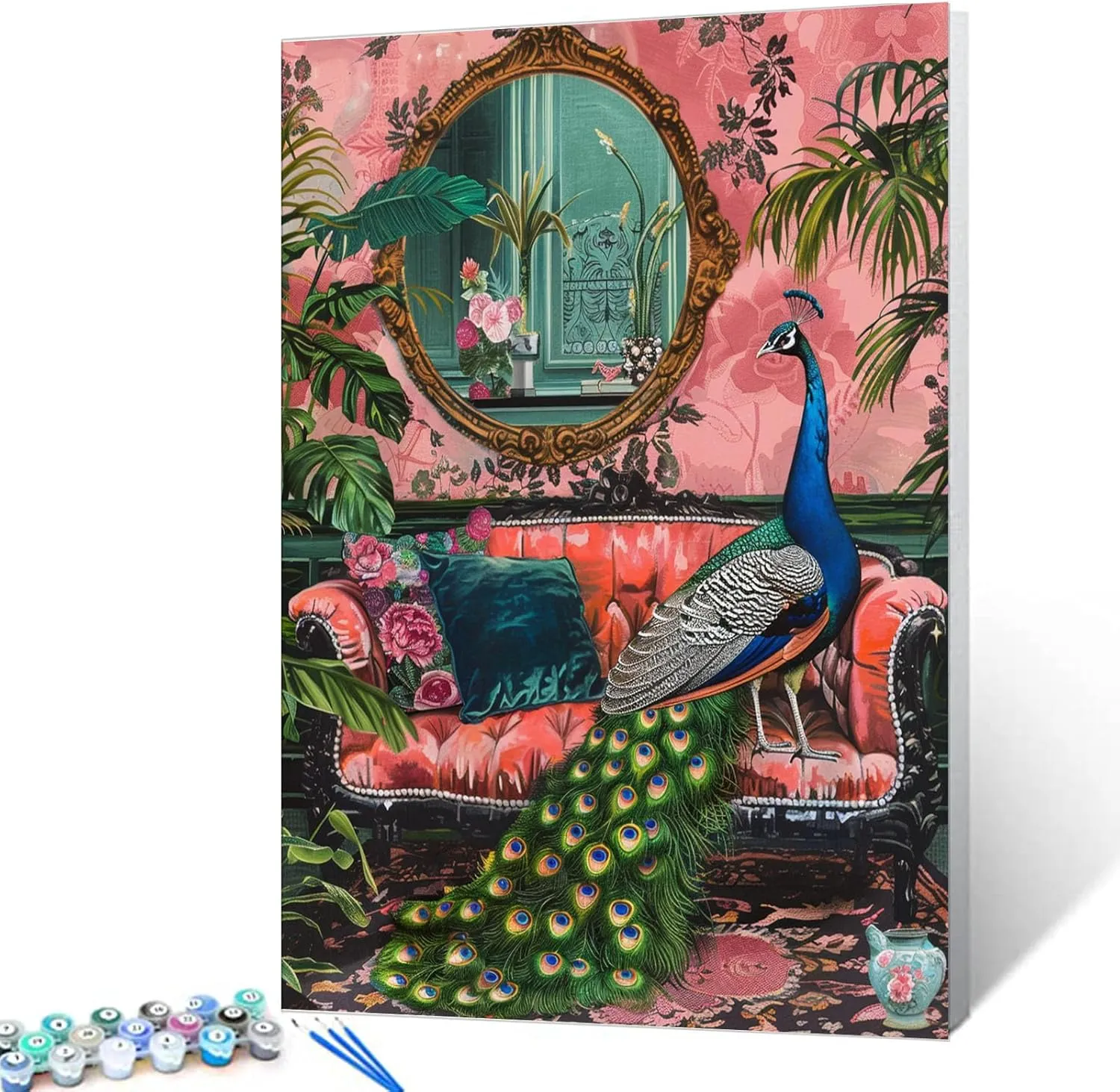 Jungle Wildlife Animals Paint by Numbers Kits Children,Bohemia Paint by Numbers Blossom Flowers Paint by Numbers Kits on Canvas for Home Wall Decor DIY Framed 16x20 Inch