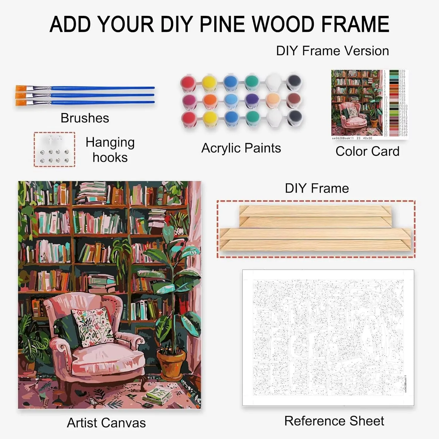 Jungle Wildlife Animals Paint by Numbers Kits Children,Bohemia Paint by Numbers Blossom Flowers Paint by Numbers Kits on Canvas for Home Wall Decor DIY Framed 16x20 Inch