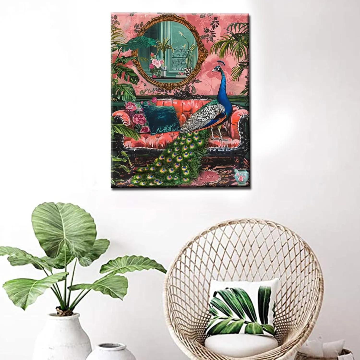 Jungle Wildlife Animals Paint by Numbers Kits Children,Bohemia Paint by Numbers Blossom Flowers Paint by Numbers Kits on Canvas for Home Wall Decor DIY Framed 16x20 Inch
