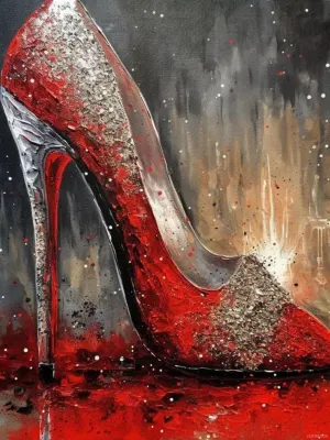 JXAVAXDE 5D Diamond Art Painting Kits by Number for Adults Red High Heel Shoe Full Round Drill Diamond Art Cross Stitch Kits Color Beads Rhinestone Embroidery Craft Kits Pasting 30x40cm
