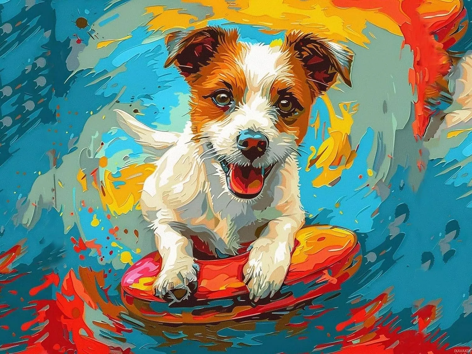 JXAVAXDE 5D Diamond Art Painting Kits Happy Dog Jack Russell Terrier DIY Kits for Adults Diamond Art, Round Full Drill Diamond Dots Diamond Art Kits for Wall Decor Gift 12x16 Inch