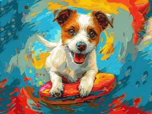 JXAVAXDE 5D Diamond Art Painting Kits Happy Dog Jack Russell Terrier DIY Kits for Adults Diamond Art, Round Full Drill Diamond Dots Diamond Art Kits for Wall Decor Gift 12x16 Inch