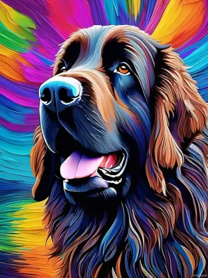 JXAVAXDE Colorful Animals 5D Diamond Painting Kits for Adults Beginner, DIY Happy Newfoundland Dog Paint with Diamonds Pictures, Dog Diamond Dots for Home Decor Gifts for Craft Lovers 12x16 inch