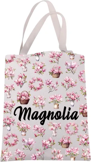 JXGZSO Pink Magnolia Flowers Lover Gift Magnolia Flower Shoulder Bag Floral Botanical Gift Wildflower Tote Bag