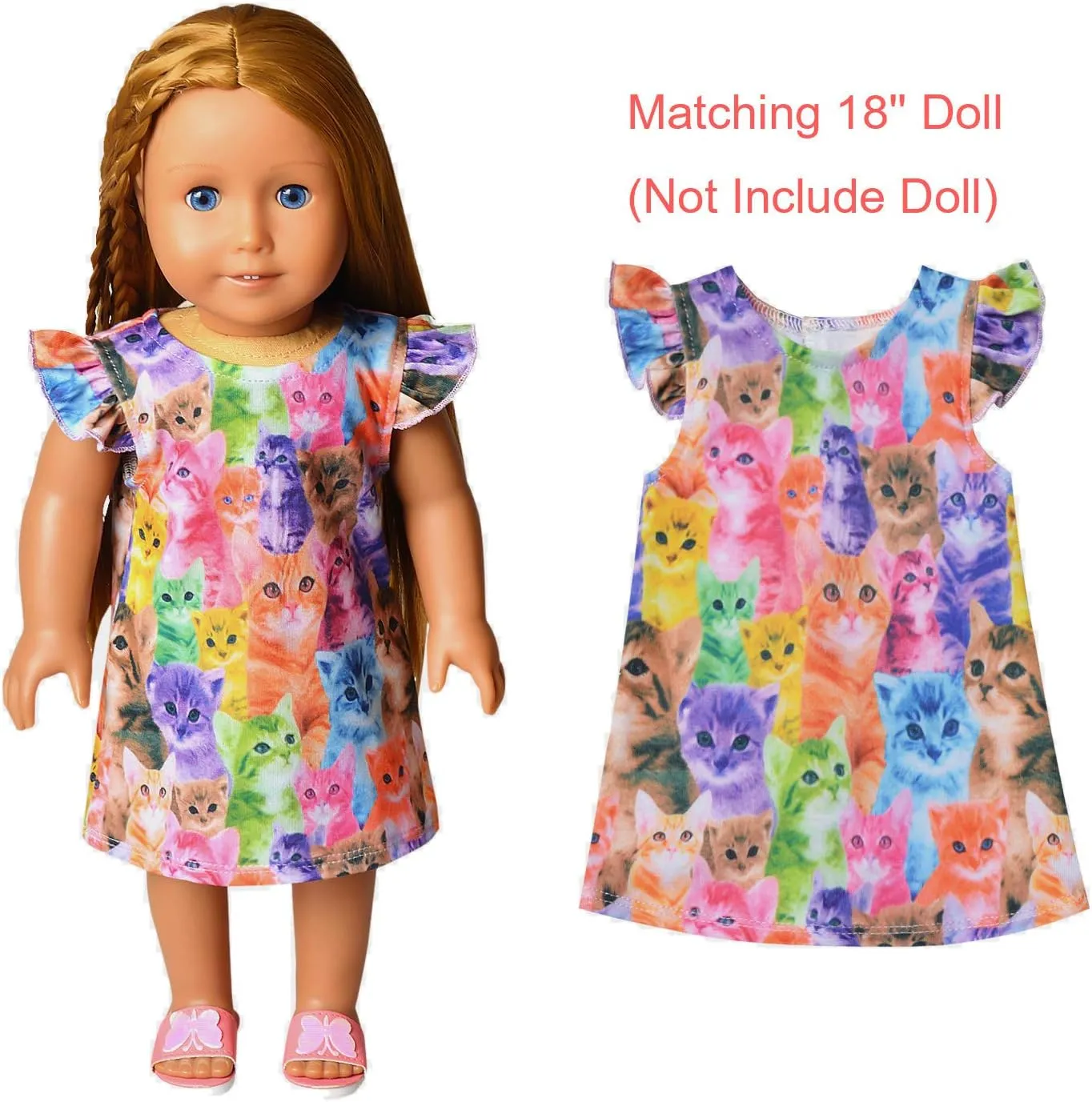 Jxstar Matching Girls&Doll Nightgowns Pajamas Princess Sleepwear Flutter Sleeve Night Dresses