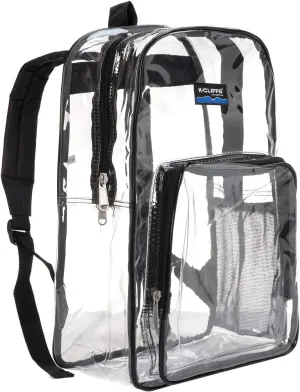 K-Cliffs Large Transparent Backpack Clear Heavy Duty School Bag Durable Student Bookbag See Through Vinyl Daypack Workbag