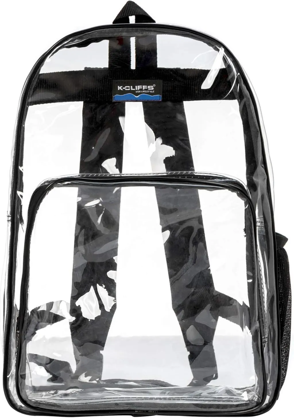 K-Cliffs Large Transparent Backpack Clear Heavy Duty School Bag Durable Student Bookbag See Through Vinyl Daypack Workbag