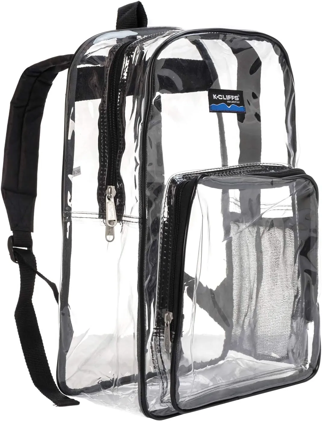 K-Cliffs Large Transparent Backpack Clear Heavy Duty School Bag Durable Student Bookbag See Through Vinyl Daypack Workbag