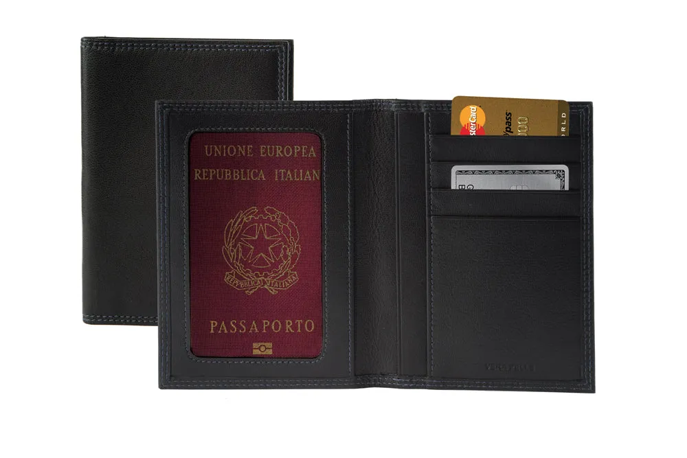 Kaili Leather Document Passport Holder Black