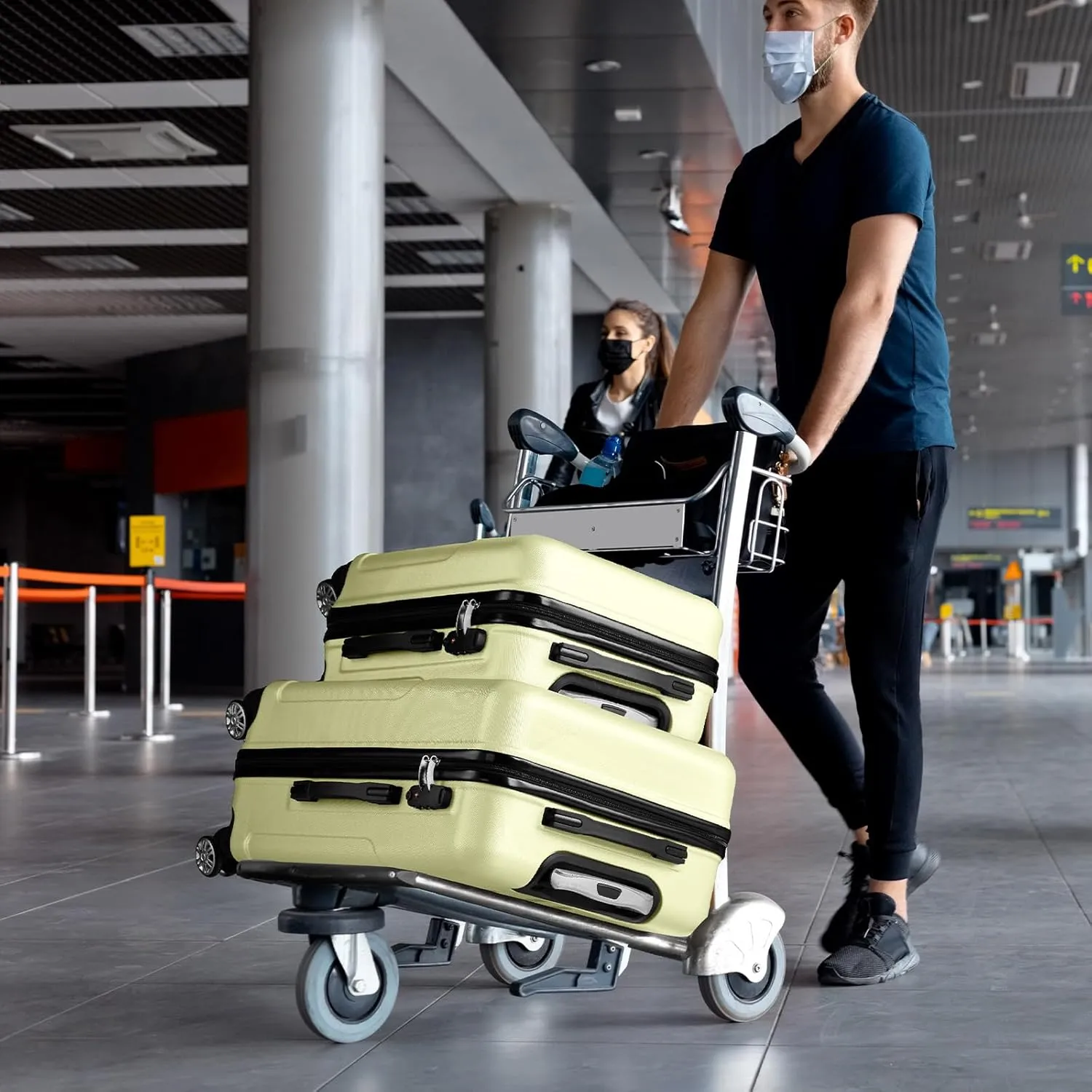 Karl home Luggage Sets 3 Piece, PC ABS Hardside Suitcase Set with Double Spinner Wheels & TSA Lock for Travel Business, 3-Piece Set (20/24/28), Light Yellow