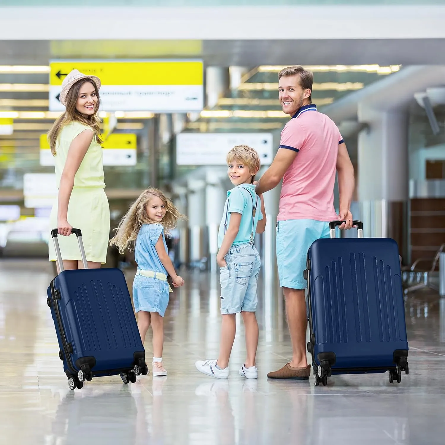Karl home Luggage Sets 3 Piece, PC ABS Hardside Suitcase Set with Double Spinner Wheels & TSA Lock for Travel Business, 3-Piece Set (20/24/28), Navy Blue