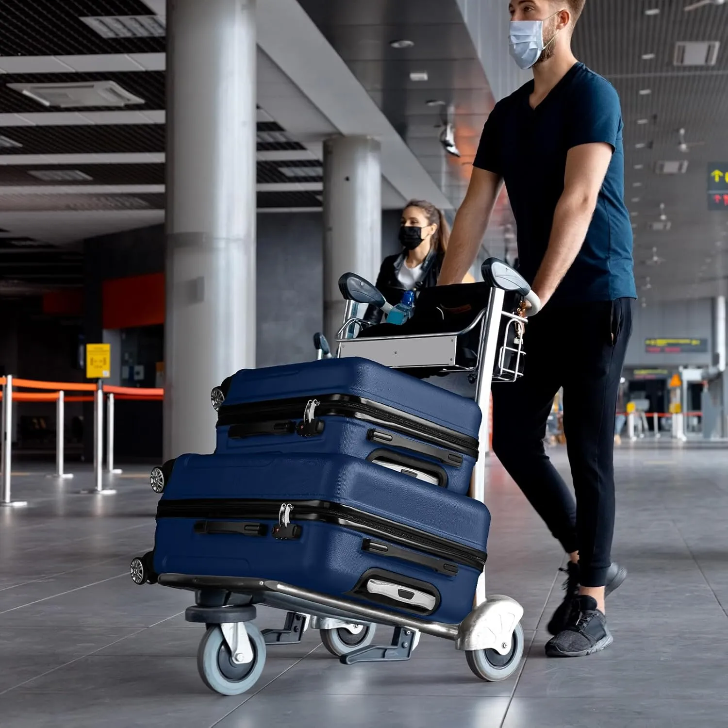 Karl home Luggage Sets 3 Piece, PC ABS Hardside Suitcase Set with Double Spinner Wheels & TSA Lock for Travel Business, 3-Piece Set (20/24/28), Navy Blue